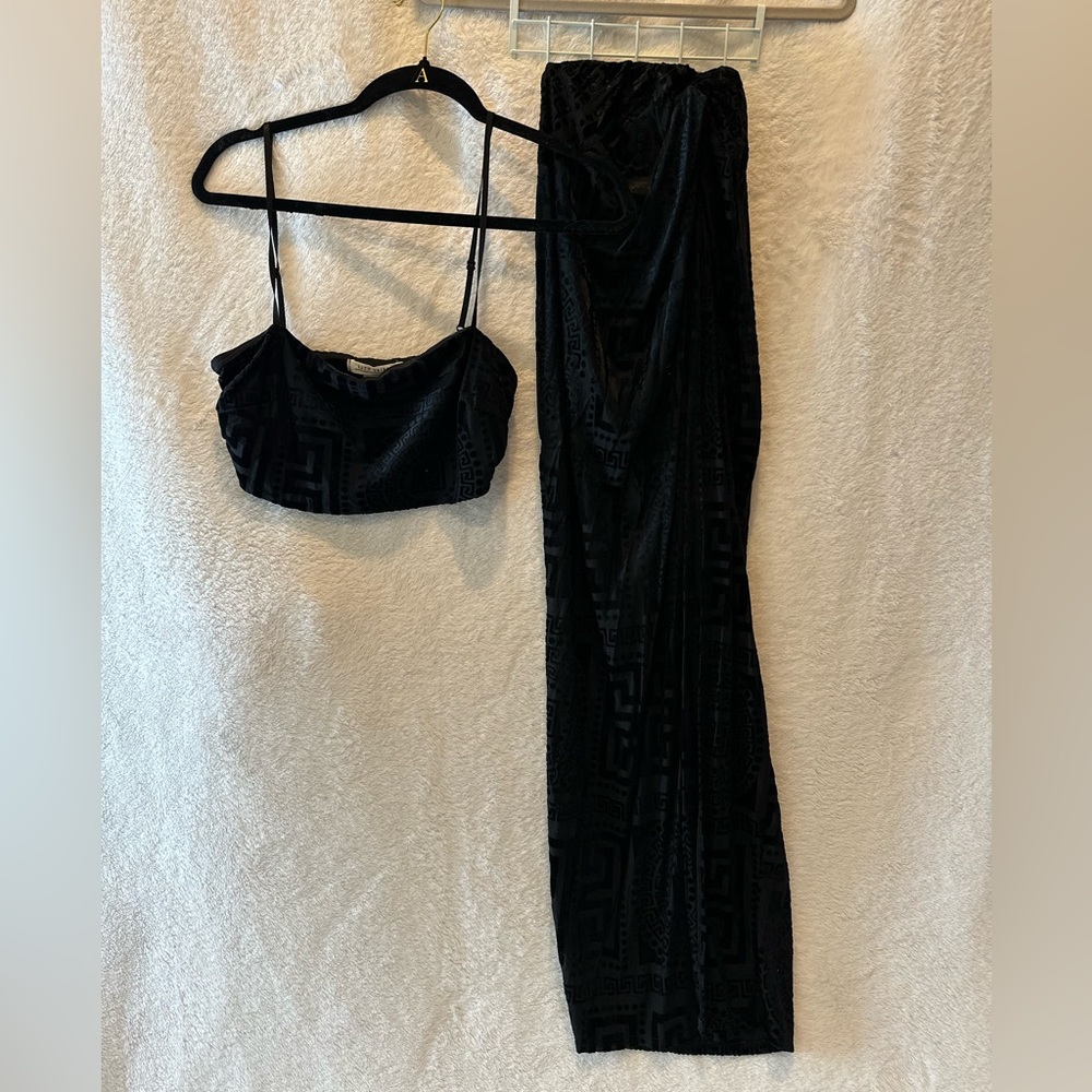 Black Velvet Skirt Set